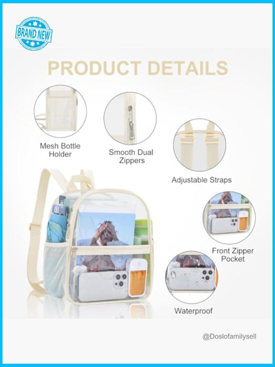 Clear Backpack Stadium Approved Waterproof Daypack for Sport Events Concerts main image 6